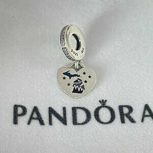 MAJESTIC MICHIGAN SILVER PANDORA HEART DANGLE CHARM